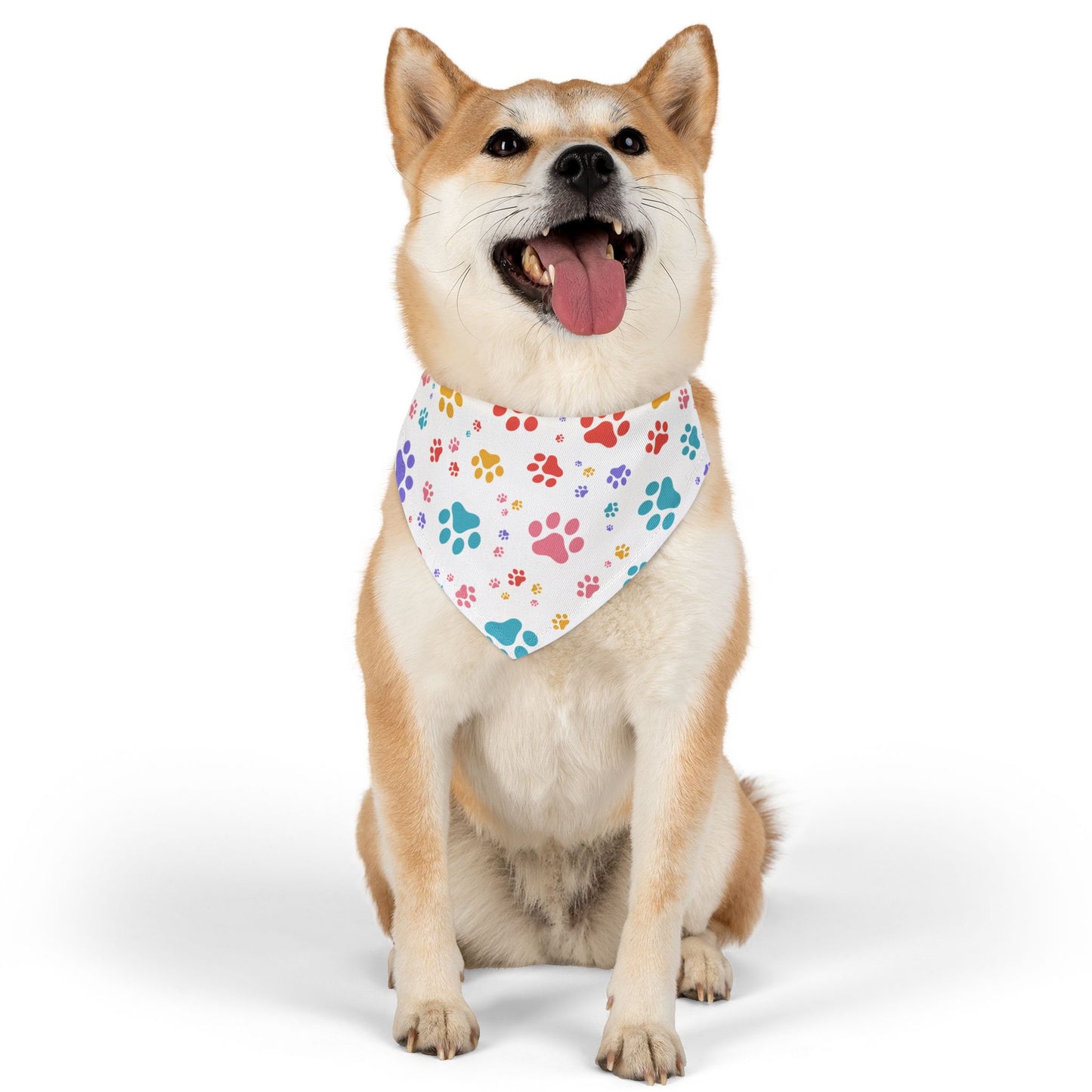 Colorful Paw Print Pet Bandana Collar