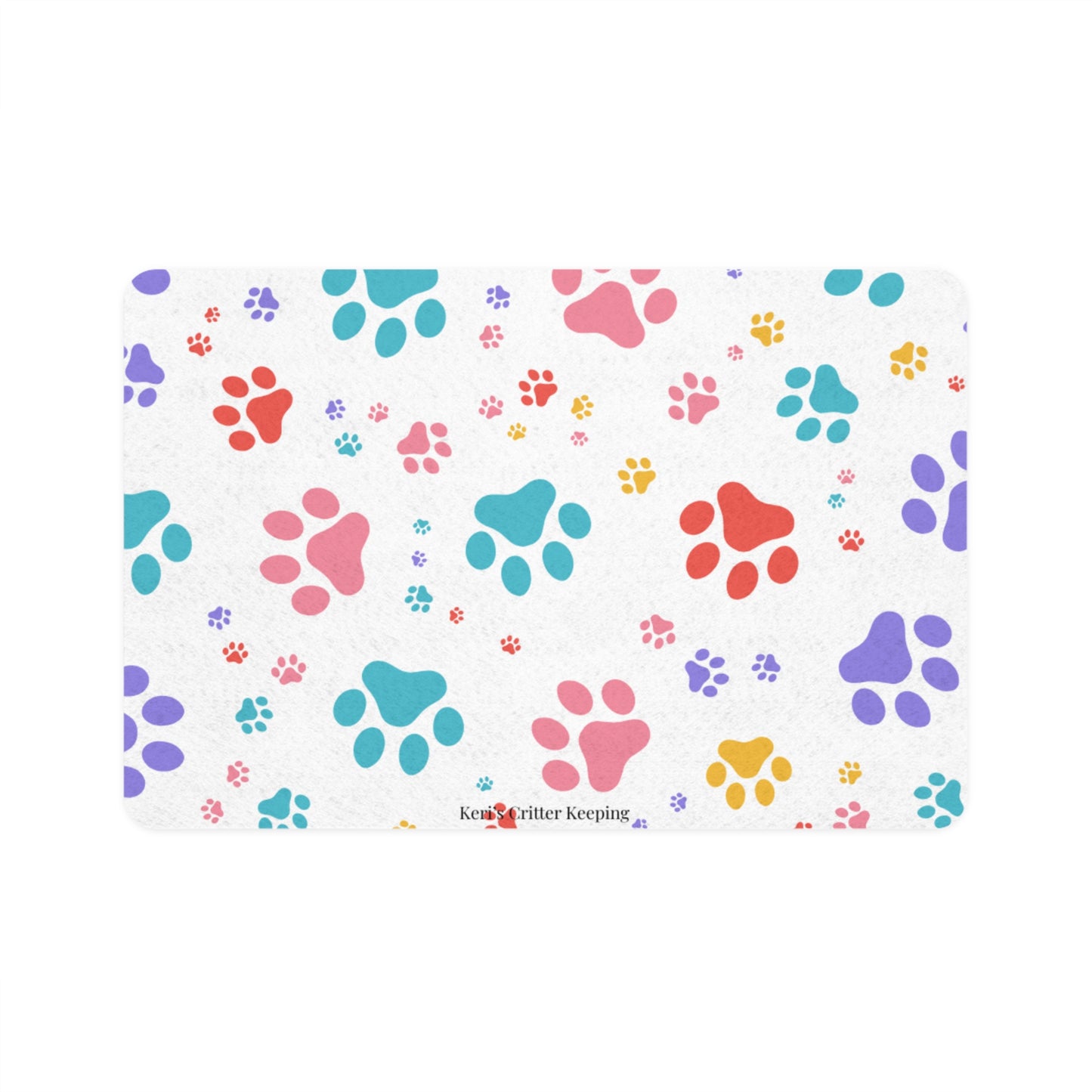 Colorful Paw Print Pet Food Mat