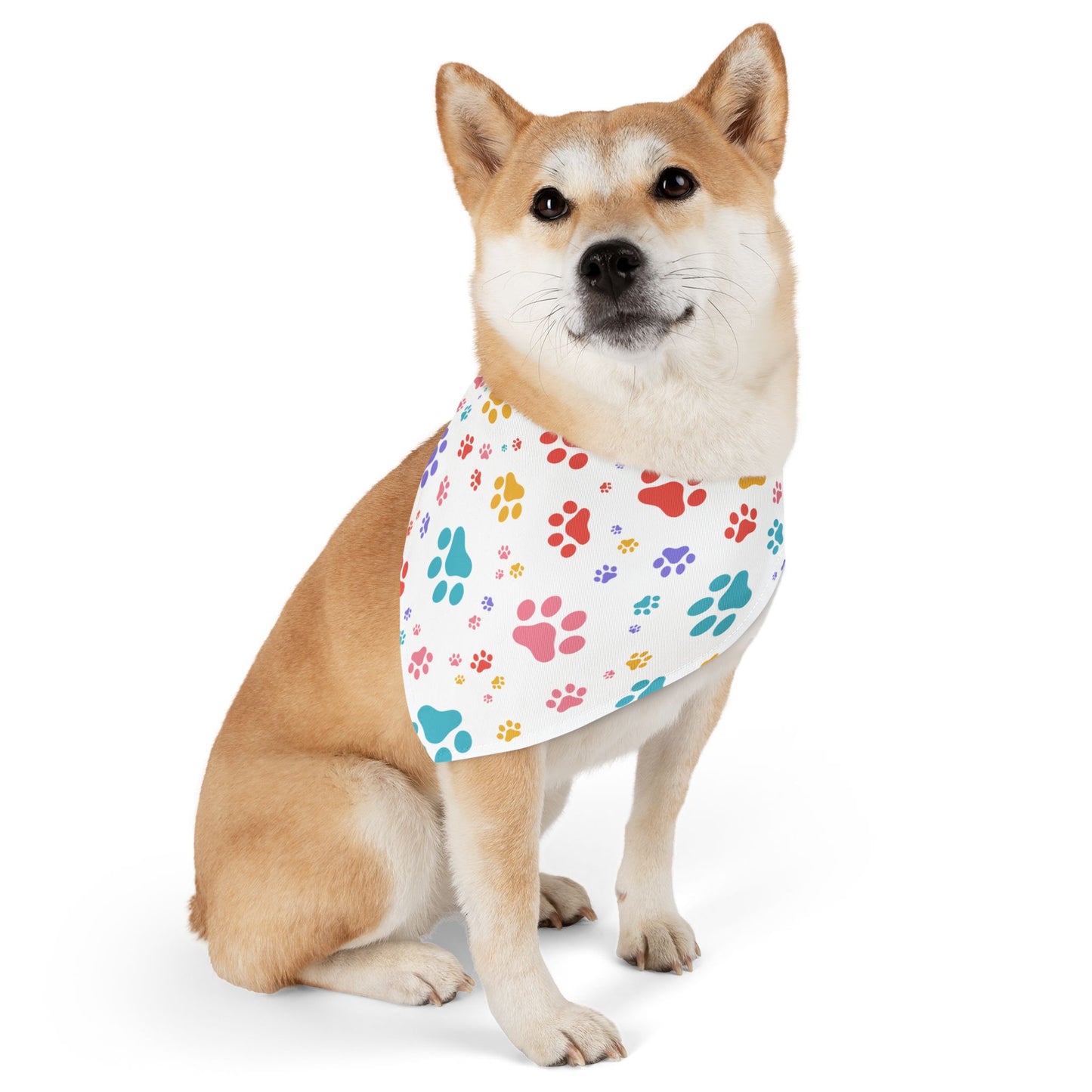 Colorful Paw Print Pet Bandana Collar